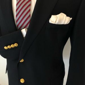 Brooks Brothers 45R Cashmere Blend 1818 Navy Gold